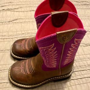 Toddler girl Ariat boots 8.5 brown and purple